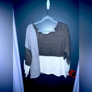 Maurices Colorblock Sweater - Gray, Brown, and White